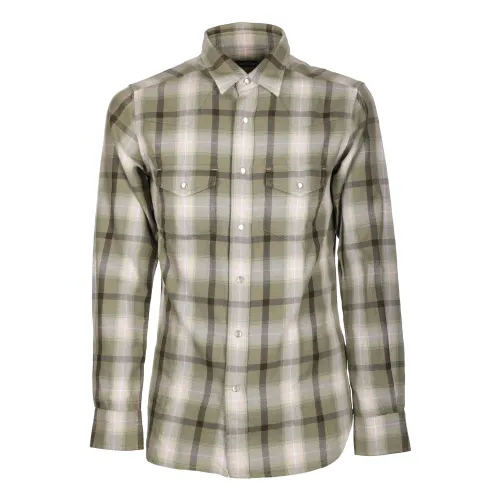 Tom Ford , Green Shirt - Regular Fit - Suitable for Cold Weather - 100% Cotton ,Green male, Sizes: