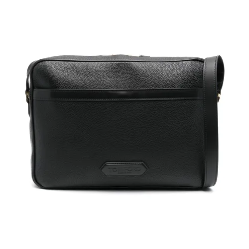 Tom Ford , Italian Leather Logo Briefcase ,Black male, Sizes: ONE SIZE