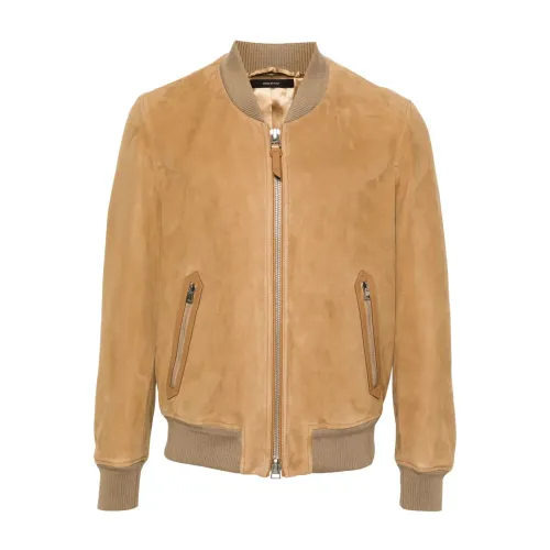 Tom Ford , Italian Suede Bomber Jacket ,Beige male, Sizes: