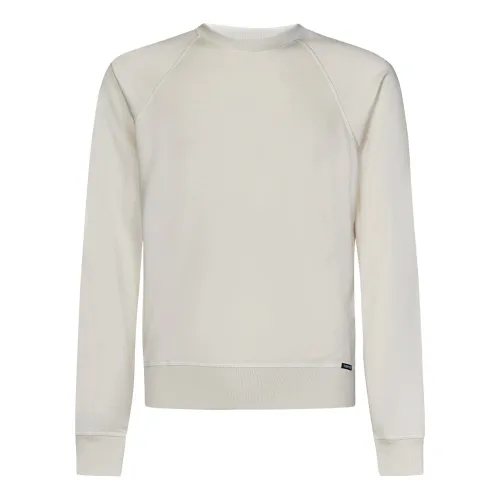 Tom Ford , Ivory Ribbed Crewneck Sweater ,Beige male, Sizes: