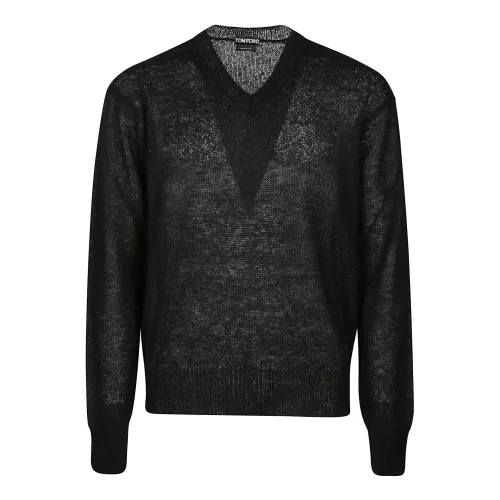 Tom Ford , Lb999 Black V-neck Sweater ,Black male, Sizes: