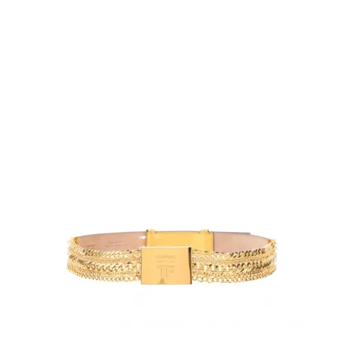 Tom Ford , Luxury Gold Chain Leather Belt ,Yellow female, Sizes:
