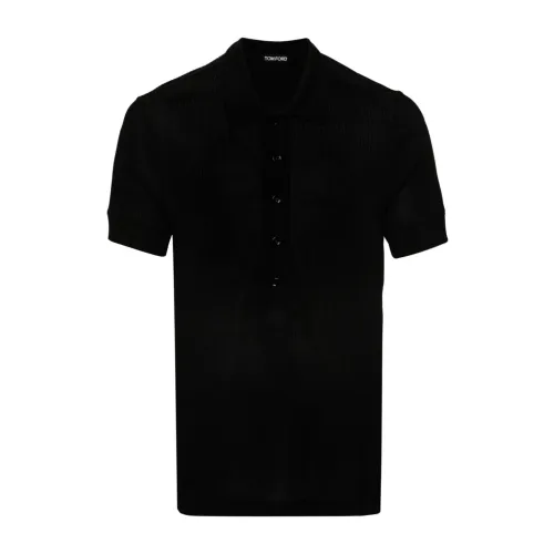 Tom Ford , Mens Clothing T-Shirts Polos Black Ss24 ,Black male, Sizes: