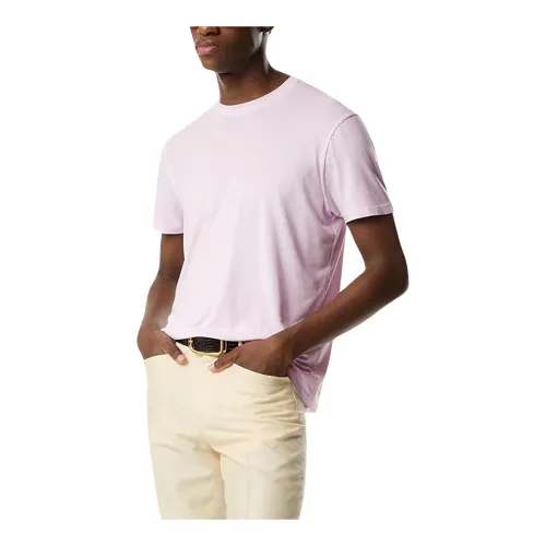 Tom Ford , Mens T-Shirt in Lyocell Cotton ,Pink male, Sizes: