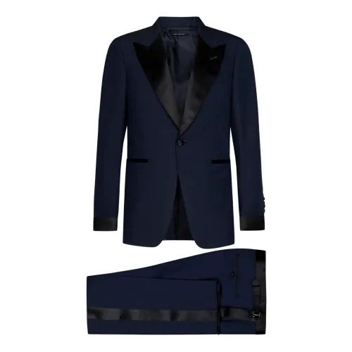 Tom Ford , Midnight Blue Single Breasted Suit ,Blue male, Sizes: