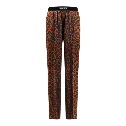 Tom Ford , Natural Print Silk Trousers ,Multicolor female, Sizes: