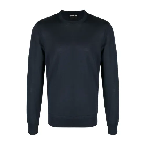 Tom Ford , Navy Blue Wool Sweater ,Blue male, Sizes: