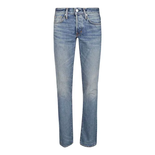 Tom Ford , New Strong High/Low Authentic Selvedge Slim Fit Jeans ,Blue male, Sizes: