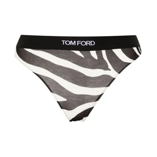 Tom Ford , Optical Zebra Printed Modal Signature Thong ,Black female, Sizes: