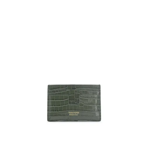 Tom Ford , Printed Croc T Line Card Case ,Green male, Sizes: ONE SIZE