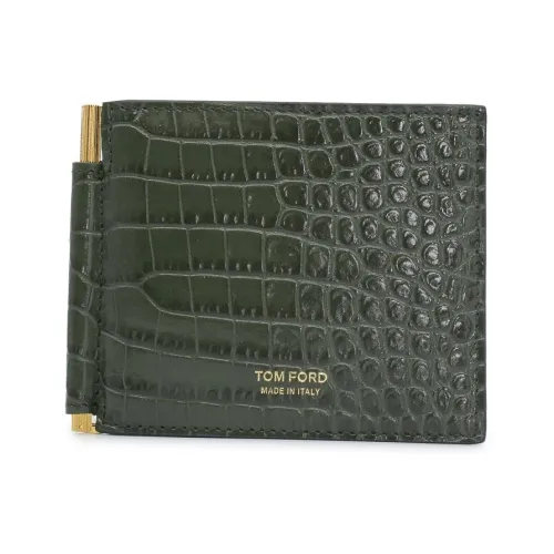 Tom Ford , Printed Croc T Line Clip Wallet ,Green male, Sizes: ONE SIZE