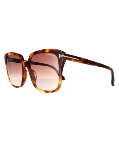 Tom Ford Rectangle Womens Blonde Havana Brown Gradient Sunglasses - One