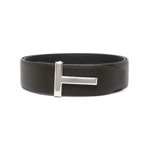 Tom Ford , Reversible Leather Belt With Logo Buckle ,Brown male, Sizes: