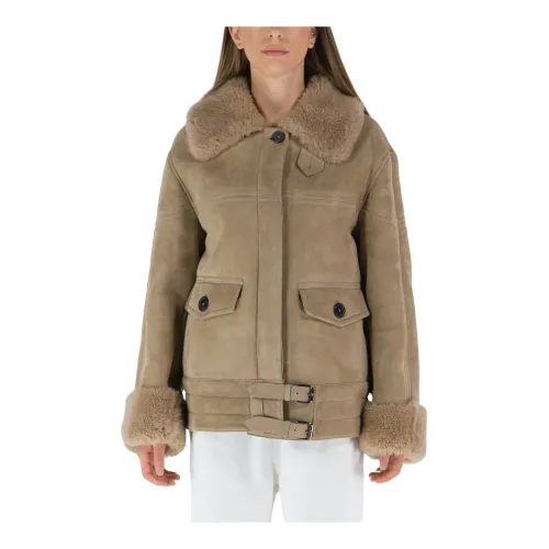 Tom Ford , Shearling Jacket for Women ,Beige female, Sizes: