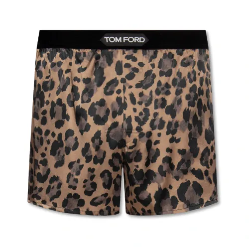 Tom Ford , Silk boxers with logo ,Brown male, Sizes: