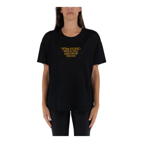 Tom Ford , Silk Jersey T-Shirt ,Black female, Sizes: