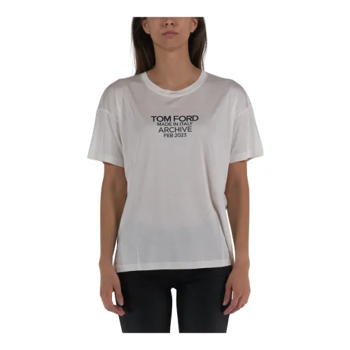 Tom Ford , Silk Jersey T-Shirt ,White female, Sizes: