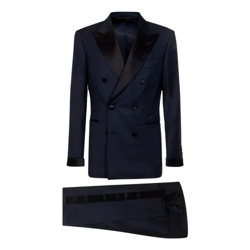 Tom Ford , Sophisticated Navy Blue Single Breasted Suit ,Blue male, Sizes:
