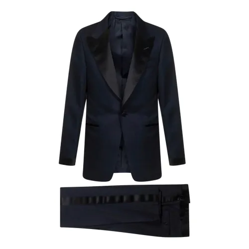 Tom Ford , Sophisticated Navy Blue Single Breasted Suit ,Blue male, Sizes: