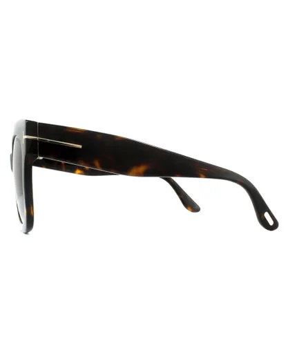 Tom Ford Square Womens Dark Havana Bordeaux Gradient Sunglasses - Brown - One