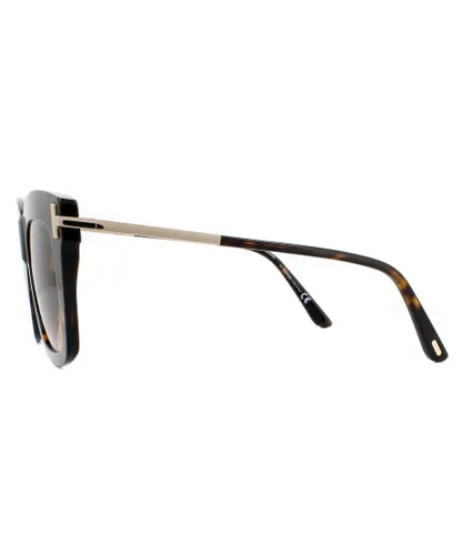 Tom Ford Square Womens Dark Havana Brown Gradient Sunglasses - One
