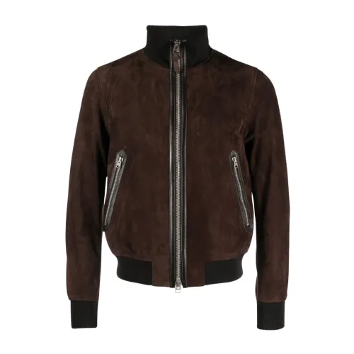Tom Ford , Suede bomber jacket ,Brown male, Sizes: