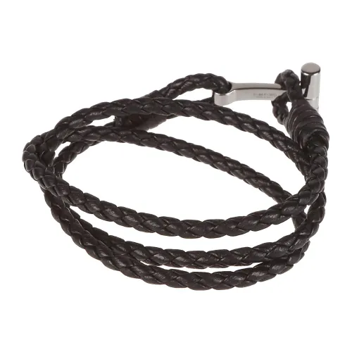 Tom Ford , T Wrap Woven Bracelet ,Black male, Sizes: M, L