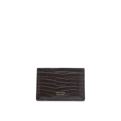 Tom Ford , Tejus T Line Bifold Card Case ,Brown male, Sizes: ONE SIZE