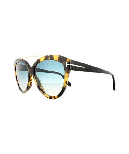 Tom Ford Womens Sunglasses 0518 Livia 56W Havana Blue Gradient - Brown - One