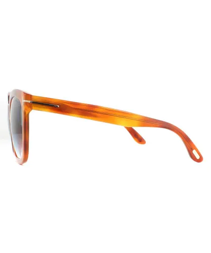 Tom Ford Womens Sunglasses Amarra FT0502 53W Blonde Havana Gradient Blue - Brown - One
