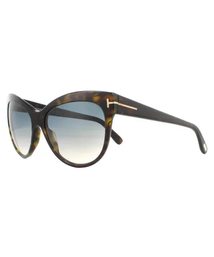 Tom Ford Womens Sunglasses Lily FT0430 52P Dark Havana Green Gradient - Brown - One