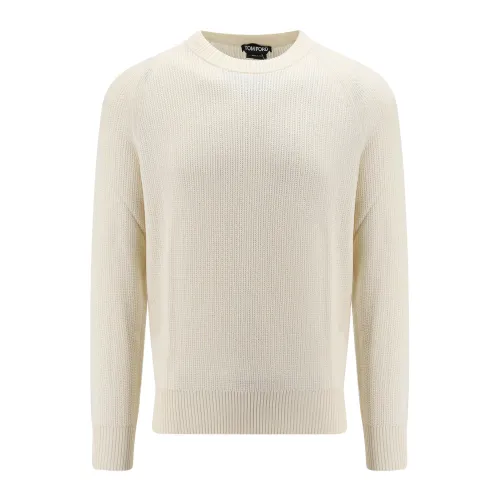 Tom Ford , Wool and Silk Ribbed Sweater ,White male, Sizes:
