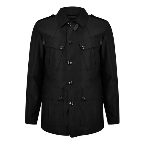 TOM FORD Wool Silk Faille Safari Jacket - Black