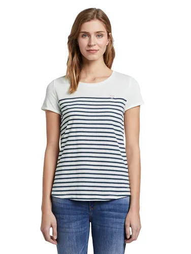Tom Tailor Denim Women's 1017275 Striped T-shirt with heart