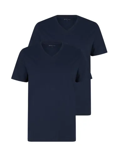 TOM TAILOR Men's Basic T-Shirt in Double Pack with V-neck