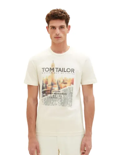 TOM TAILOR Men's T-Shirt with Photo Print Made of Cotton