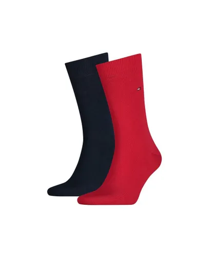 Tommy Hilfiger 2 Pack Mens Classic Socks - Navy/Red Fabric