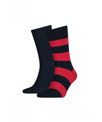 Tommy Hilfiger 2 Pack Mens Rugby Sock in Original - Multicolour Fabric