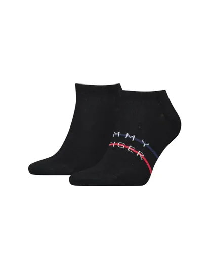 Tommy Hilfiger 2 Pack Mens Sneaker Sock in Black Fabric