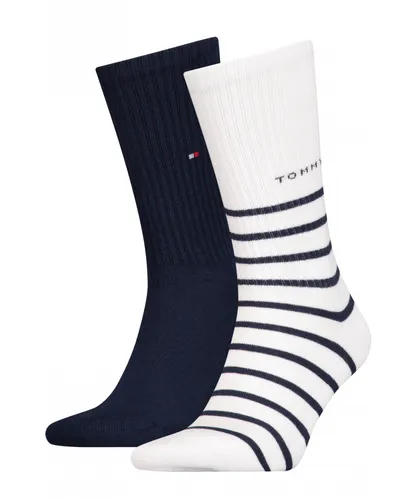 Tommy Hilfiger 2 Pack Mens Sport Stripe Sock - Blue & White Fabric