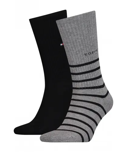 Tommy Hilfiger 2 Pack Mens Sport Stripe Sock - Dark Grey Fabric