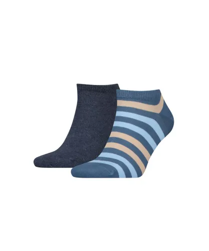 Tommy Hilfiger 2 Pack Mens Stripe Sneaker Sock in Navy Fabric