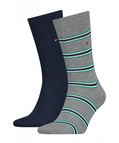 Tommy Hilfiger 2 Pack Mens Stripe Sock - Grey Fabric