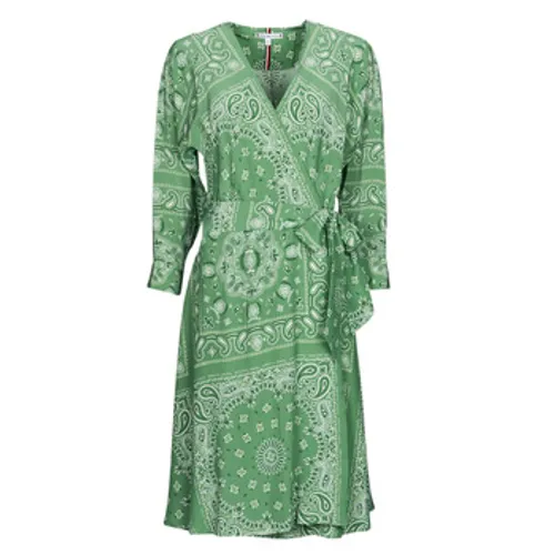 Tommy Hilfiger  BANDANA WRAP KNEE DRESS 3/4 SLV  women's Dress in Green
