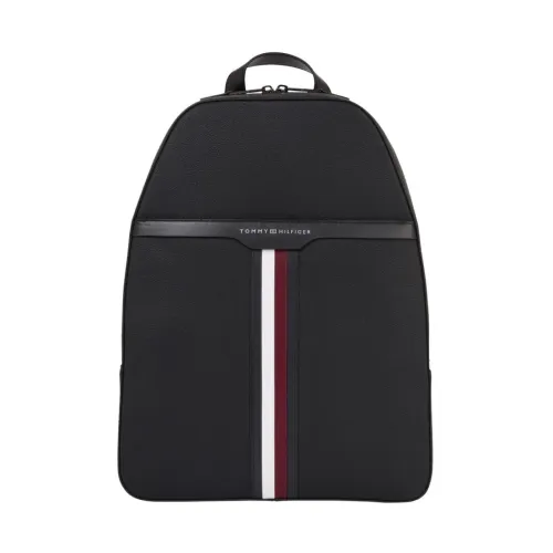 Tommy Hilfiger , Black Coated Canvas Backpack ,Black male, Sizes: ONE SIZE