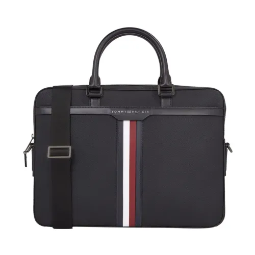 Tommy Hilfiger , Black Coated Canvas Laptop Bag ,Black male, Sizes: ONE SIZE