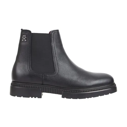 Tommy Hilfiger , Black Leather Chelsea Boots ,Black male, Sizes: