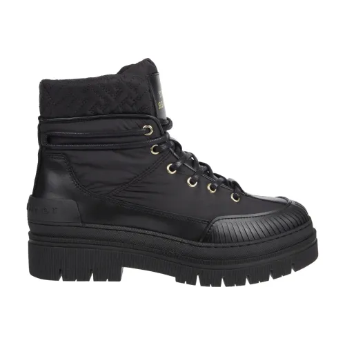 Tommy Hilfiger , Black Monogram Outdoor Ankle Boots ,Black female, Sizes: