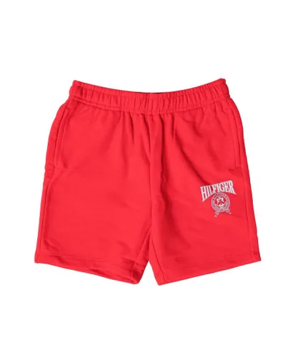 Tommy Hilfiger Boys Boy's Varsity Logo Sweat Shorts in Red Cotton