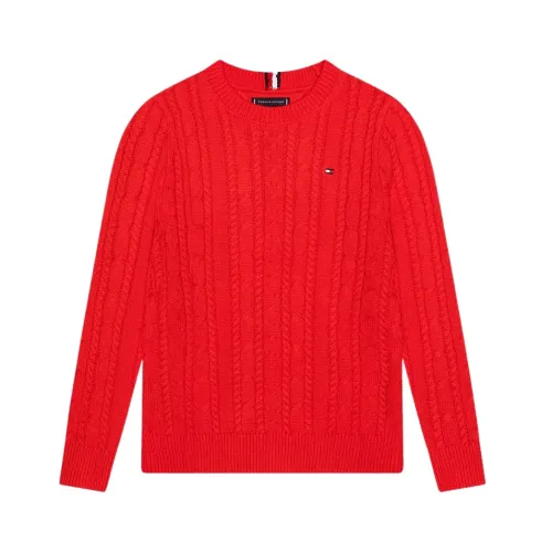 Tommy Hilfiger , Braided Knit Sweater ,Orange male, Sizes: